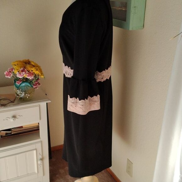 Sangria Little Black Dress With Lace Trim - Picture 5 of 13